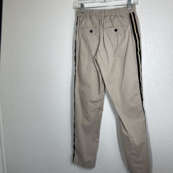 Zadig & Voltaire Pants - Zadig & Voltaire Pants Womens 36 Beige Tuxedo Stripe Gold Trim Casual Cotton